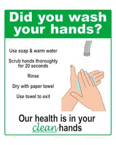 Hand Washing Plastic Sign