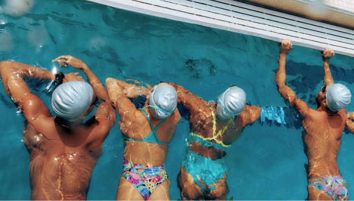 Swimwear, swim gear, swim apparel, facility equipment, lifeguard
